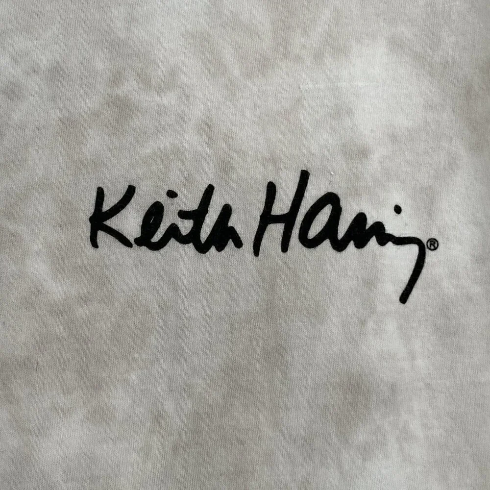 Keith Haring Wind Surf Womens Crop Top Tie-Dye T Shirt XL Repro Pop Art Grafitti - Picture 6 of 8